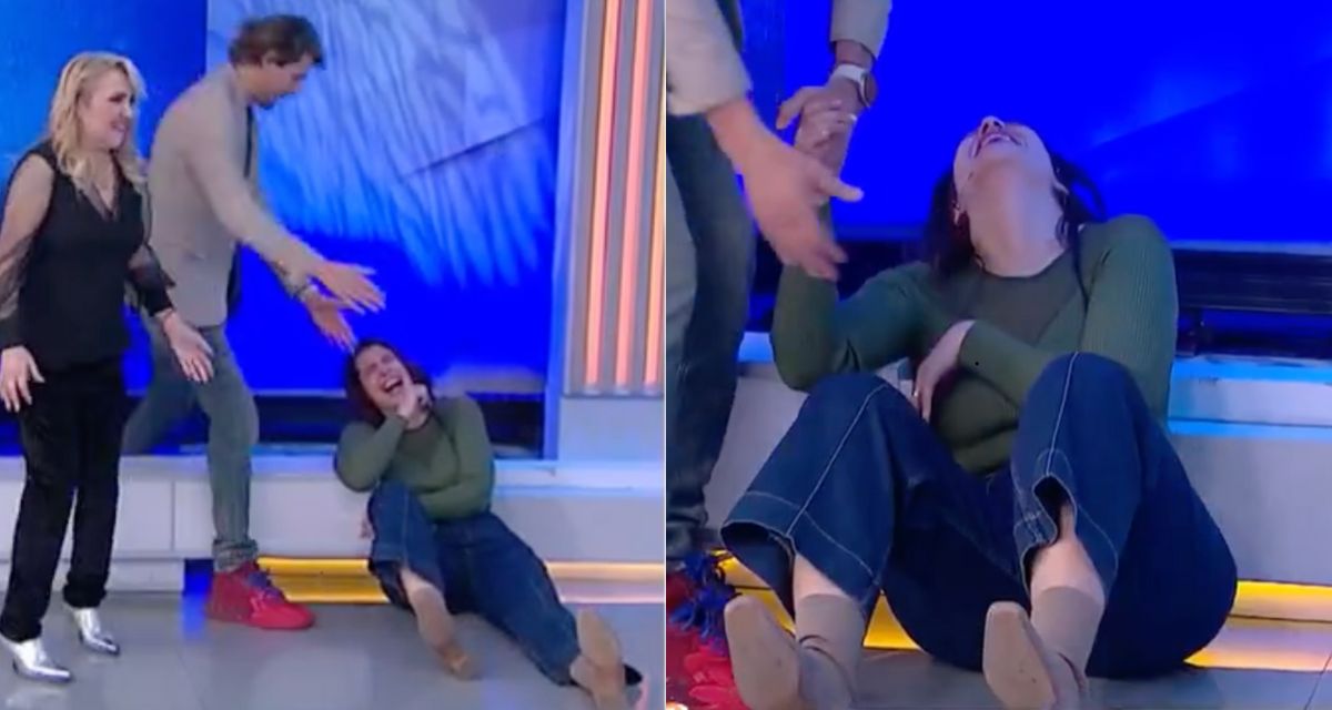 “Se me acabó el asiento”: Coté Quintanilla sufre bochornosa caída en pleno programa en vivo