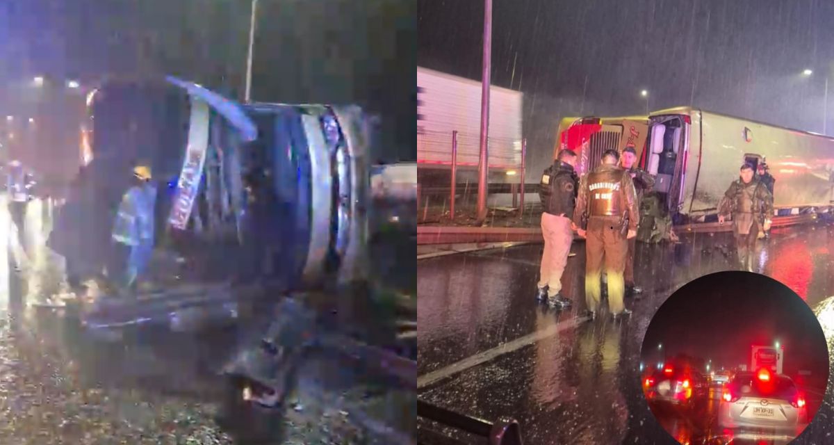 Impactante accidente en la región de O’Higgins: bus interurbano vuelca con pasajeros a bordo